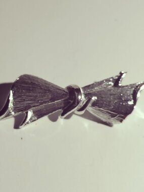 Silver Tone Textured Bow Brooch Pin